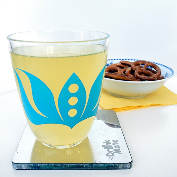 DrinkMate coaster and glass of drink
