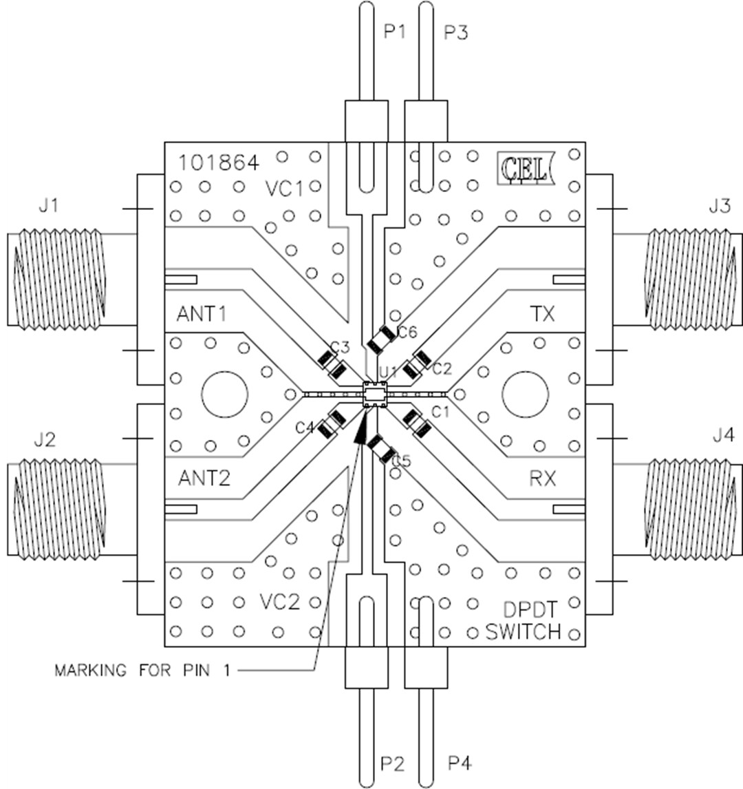 Mechanical Drawing - CEL CG2164X3-EVAL Evaluation Board