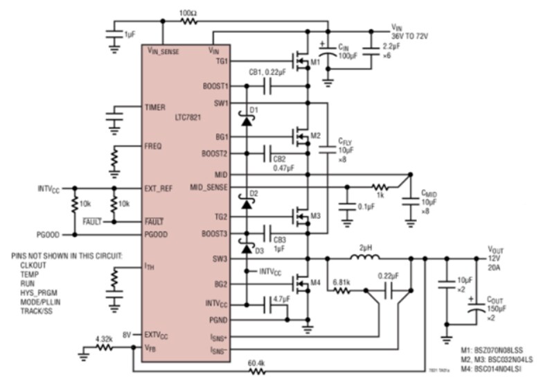 Application Circuit Diagram - Analog Devices Inc. LTC7821 Hybrid Step-Down Synchronous Controllers