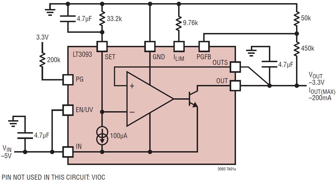 Application Circuit Diagram - Analog Devices Inc. LT3093 Negative Linear Regulators
