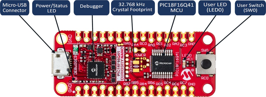 Microchip Technology PIC18F16Q41 Curiosity Nano Kit (EV26Q64A)