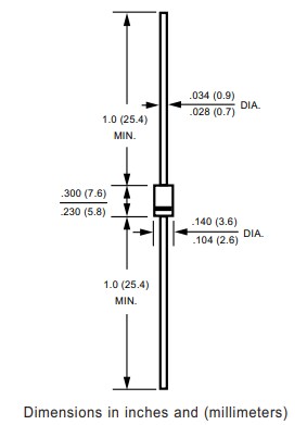 Mechanical Drawing - Rectron P6KE GPP Transient Voltage Suppressor Diodes
