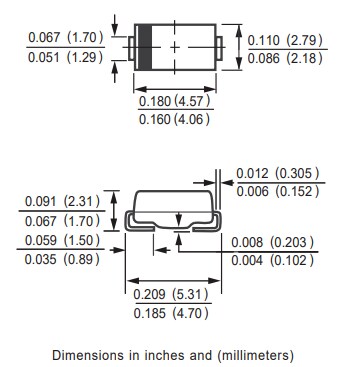 Mechanical Drawing - Rectron SMAJ Transient Voltage Suppressor Diodes