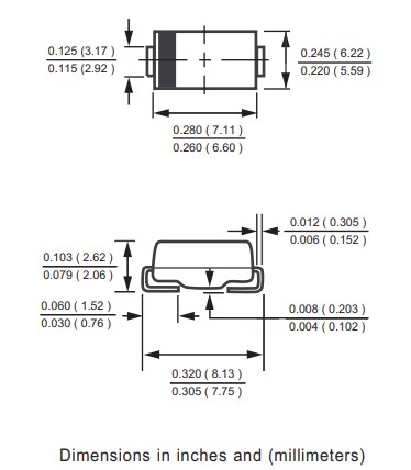 Mechanical Drawing - Rectron FM3x Schottky Barrier Rectifiers