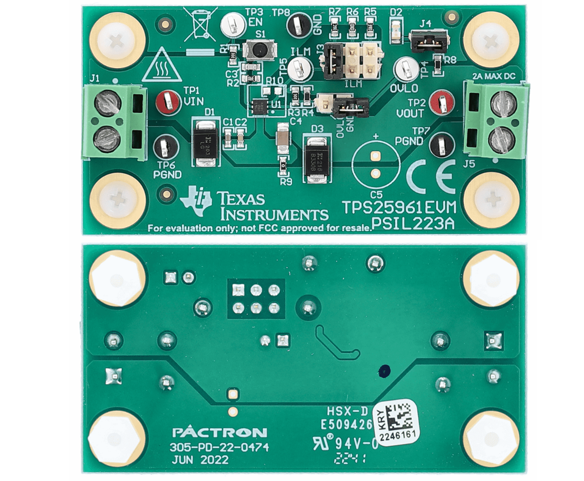 Texas Instruments TPS25961EVM Evaluation Module