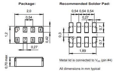 Mechanical Drawing - Micro Crystal RV-8063-C8 Real-Time Clock Modules