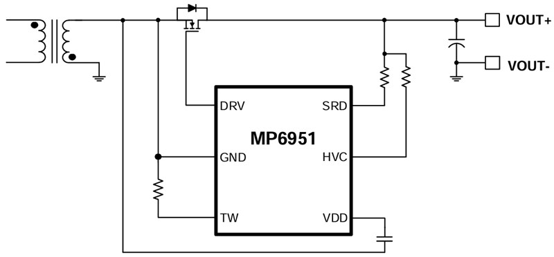 Application Circuit Diagram - Monolithic Power Systems (MPS) MP6951 Fast Turn-Off Rectifiers