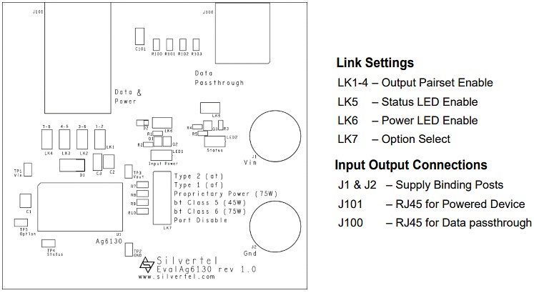 Mechanical Drawing - Silvertel EvalAg6130 Evaluation Board