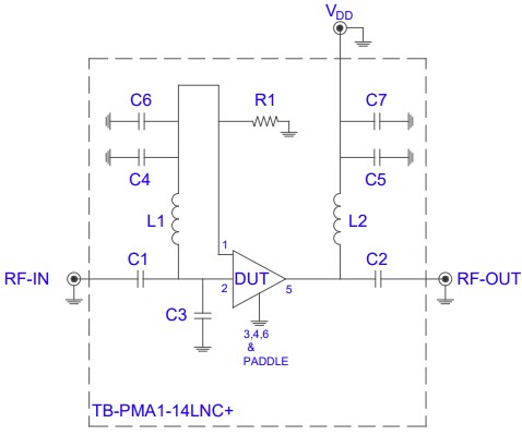 Application Circuit Diagram - Mini-Circuits PMA1-14LN+ Low Noise Amplifier