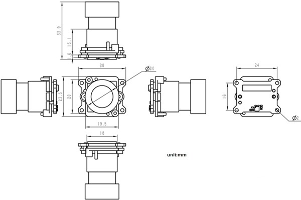 Mechanical Drawing - M5Stack A157 CamModule SC850SL Camera Module