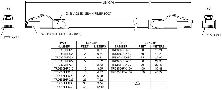 Mechanical Drawing - L-Com Cat5E Continuous-Flex Shielded Ethernet Patch Cord