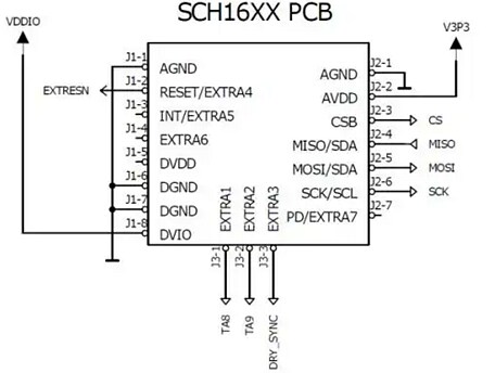 Mechanical Drawing - Murata Electronics SCH16T-K10-PCB Sensor Board