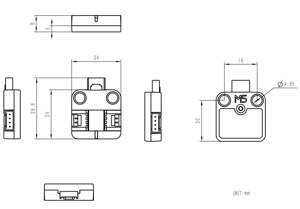 Mechanical Drawing - M5Stack Unit ChainBus Communication Protocol Converters