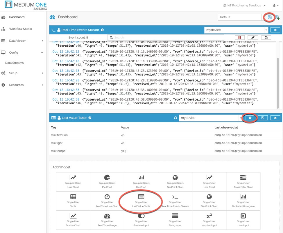 Last Value Table Widget Display