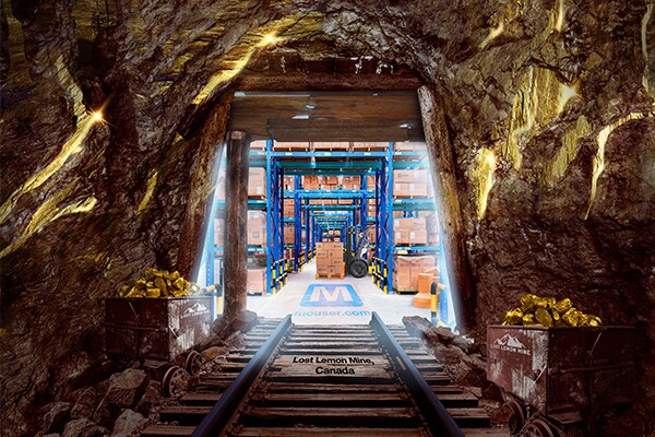 Mouser warehouse visible beyond gate of the Lost Lemon Mine