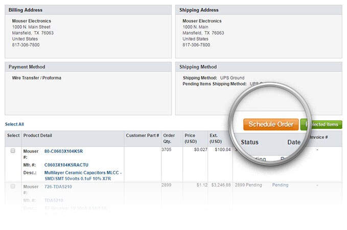 ประวัติการสั่งซื้อ ปุ่ม คำสั่งซื้อแบบกำหนดเวลา บนเพจ ประวัติการสั่งซื้อ